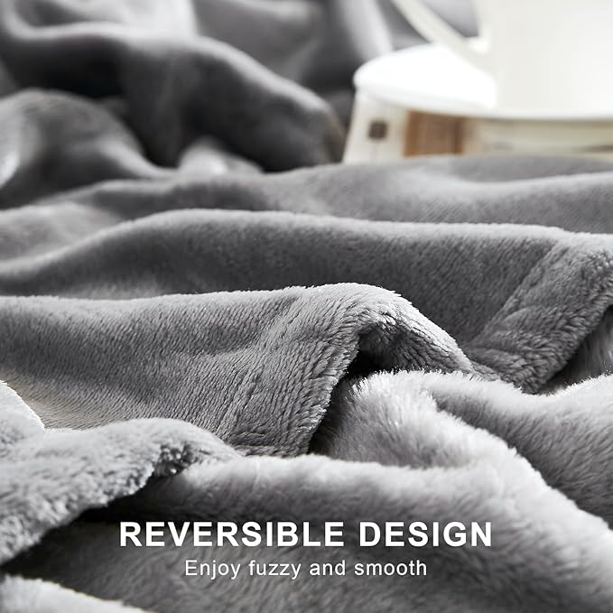 Hansleep Fleece Grey Full Blanket, Super Soft Flannel Fuzzy Plush Cozy Blanket for All Seasons, Grey, Full 84x90 Inches