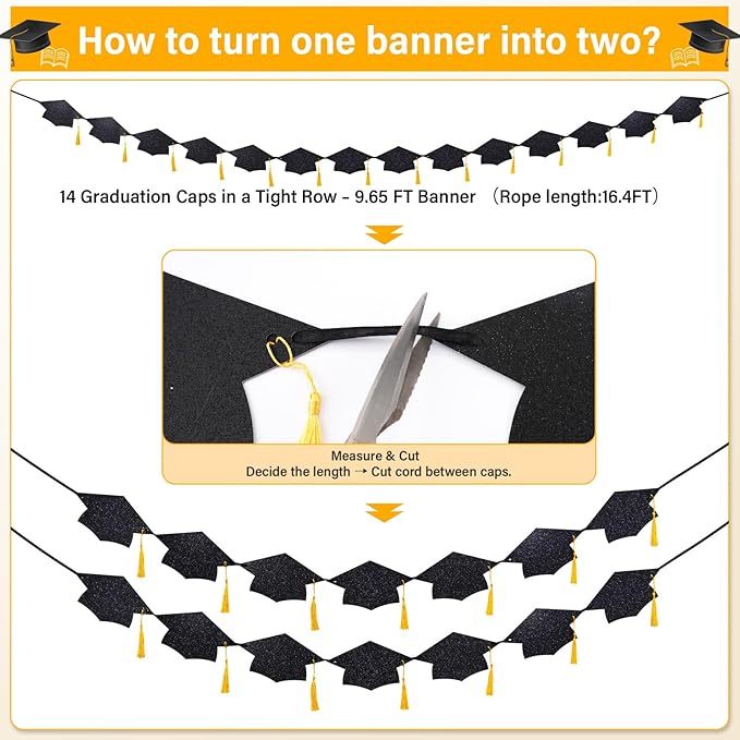Graduation Decorations 2026, Pre-Strung We Are So Proud of You Banner, Double-Sided Glitter Graduation Banner with Gold Tassels, 2026 Grad Party Decor for College