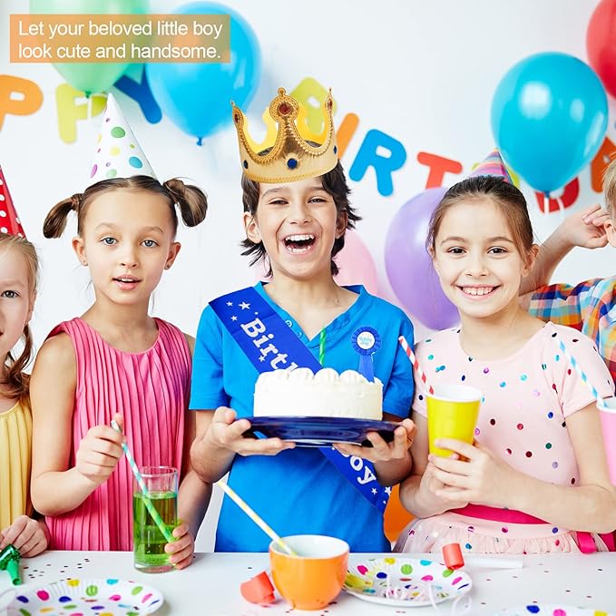 Birthday Party Set - King Crown, Sash, Decorations, Photo Props for Boys Kids Theme