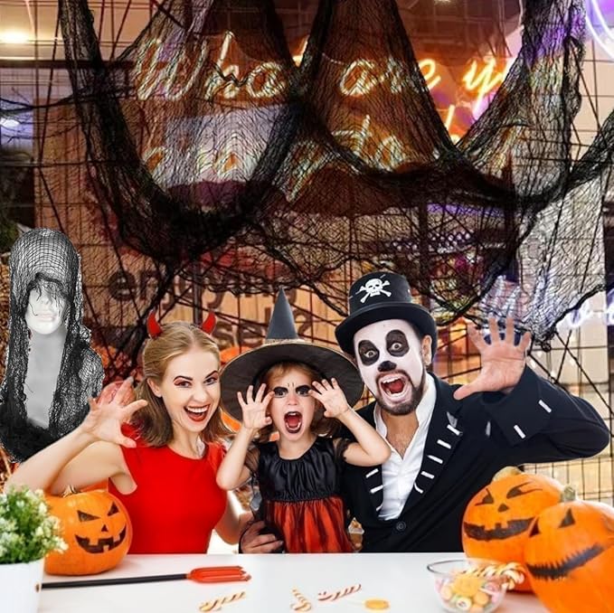 Halloween Creepy Cloth - 8 Pack Black - 76x30 Inch Cotton Gauze Fabric - DIY Spooky Decor for Haunted House,Spider Web,Ghost - Indoor Outdoor Halloween Party Decorations