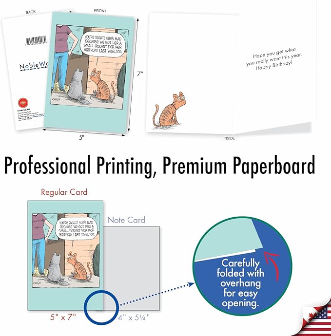 NobleWorks - 1 Humor Birthday Card with Envelope - Funny Cartoons for Birthday Greetings, Celebration Notecard - Rodent Present C3286BDG