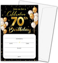 70th Birthday Invitation Cards with Envelopes - Classic Gold Theme Fill in The Blank Birthday Party Invite Cards, for Man, Woman Entertain Banquet Party Supplies, 20 Invites With Envelopes - B18