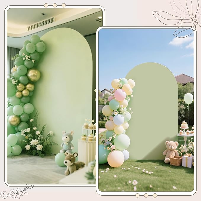 Ledido Wedding Arch Backdrop Cover 6FT Arch Covers Fitted Stretchy Spandex Round Top Stand Backdrop Cover for Wedding Banquet Ceremony Birthday Party Baby Shower Event Decoration,Sage Green