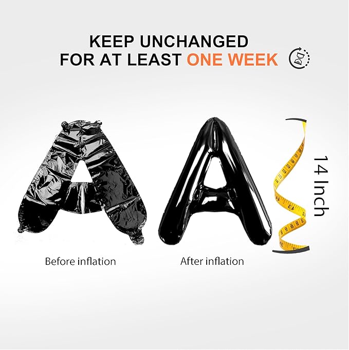 52 pcs Black Foil Letter Balloons with Air Pump, 16 Inch 2 A-Z Sets - Mylar Alphabet Balloon Kit for Birthday Banner & Party Decorations