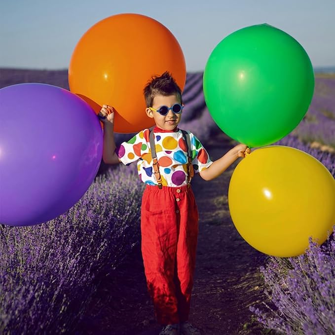 Assorted Rainbow Balloons 10 Pack 36 inch Round Bright Latex Balloons Assorted Colors for Birthday Baby Shower Wedding Party Birthday Decorations Supplies Arch Garland