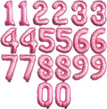 [20 Pcs] 16" Pink Foil Number Balloons (2 sets of 0-9) - Mylar Aluminum Hanging Decorations for Graduation, Birthday, Christmas & New Year's Eve Parties