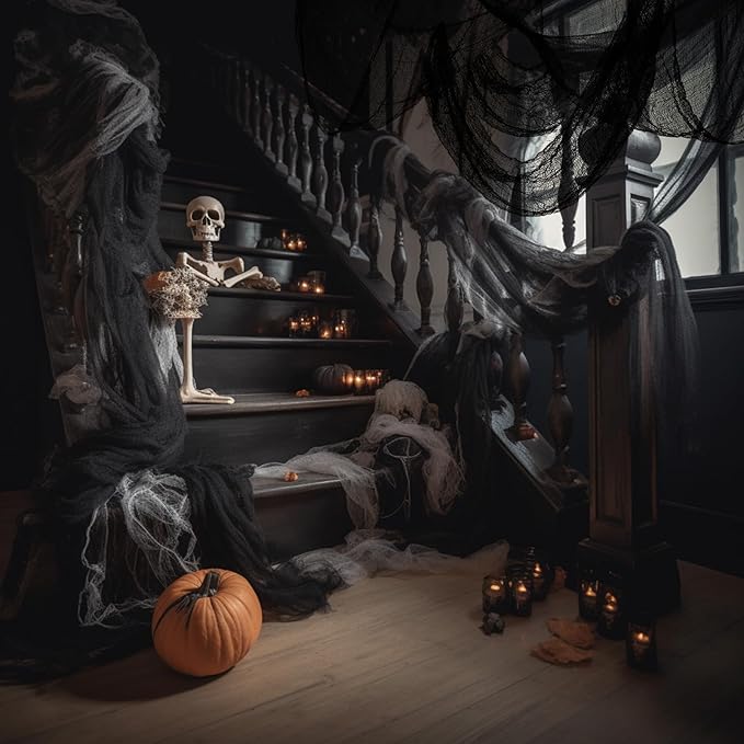 AURUZA Creepy and Spooky Halloween Decorations for Outdoor Party (6pcs Black, 30 x 72 inch)