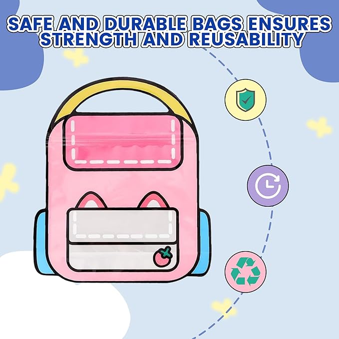 Muitcdo 20 PCS Small Goodie Bags for Kids with Handles Cute Party Favor Bags Seal Plastic Children Gift Wrap Bags Bulk Snack Candy Treat Bags for Birthday Back to School Classroom Travel