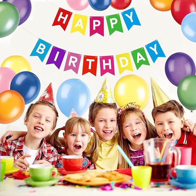 Rainbow Happy Birthday Banner Colorful Birthday Flag Bunting for Party Backdrop Decor, Happy Birthday Sign Party Supplies for Women Kids Baby Shower Hanging Decor
