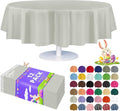 Grandipity 12 Pack Premium Disposable Plastic Tablecloth 84" Inch Decorative Round Table Cover - Light Grey