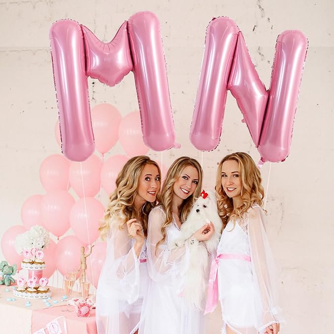 TONIFUL 40 Inch Large Pink Letter M Balloons Giant Foil Mylar Alphabet Balloon for Birthday Party Anniversary Baby Shower Wedding Supplies Decorations