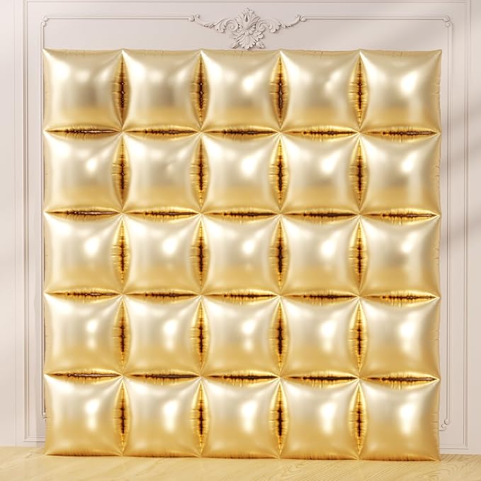 75PCS Mylar Gold Square Foil Balloons Wall Tunnel Backdrop Double Sided with Gold Balloons Arch Garland Kit for Birthday Graduation Anniversary Party Decorations