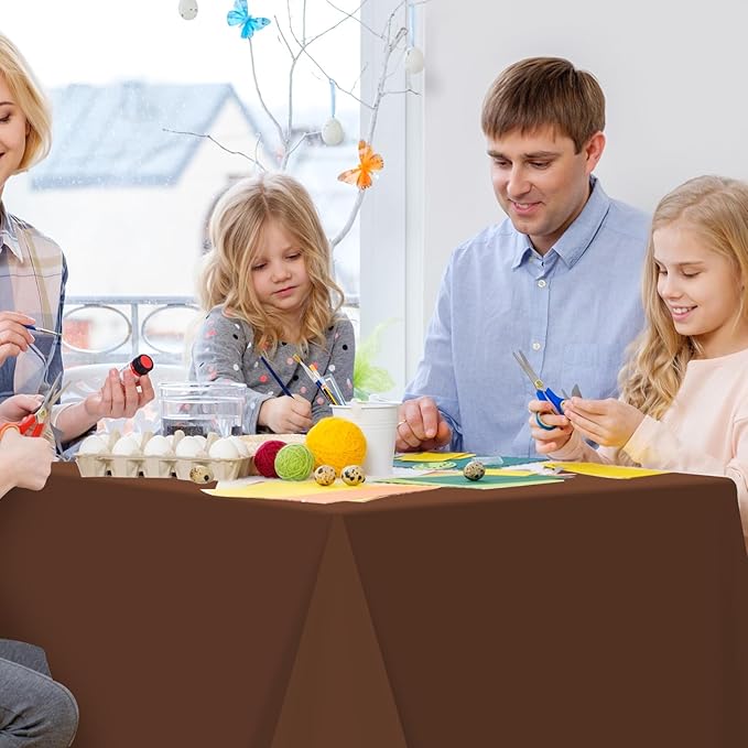 3Pcs Brown Plastic Tablecloths for Rectangle Tables,Disposable Chocolate Table Cloth,Waterproof Tan Table Cover for Fall Thanksgiving Harvest Birthdays Weddings Party Decorations,54 x 108 Inch