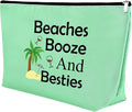 Mxrymvu Beach Gifts for Women Friends Makeup Bag Beach Lover Gifts Funny Vacation Themed Cosmetic Bag for Women Besties Birthday Christmas Graduation Present Travel Pouch（Green）