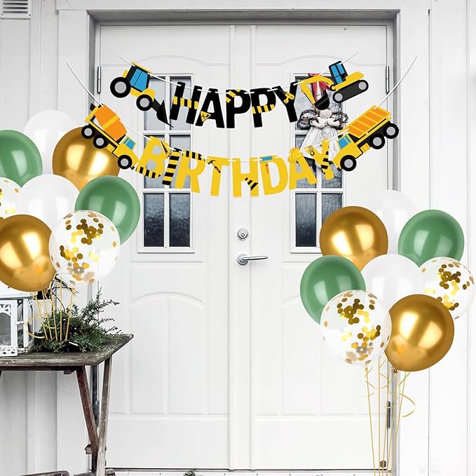 Happy Birthday Banner Construction Party Decorations Construction Birthday Party Supplies for Boys 1st 2nd 3rd Construction Birthday Banner Garland Excavator Dump Truck Tractor Sign