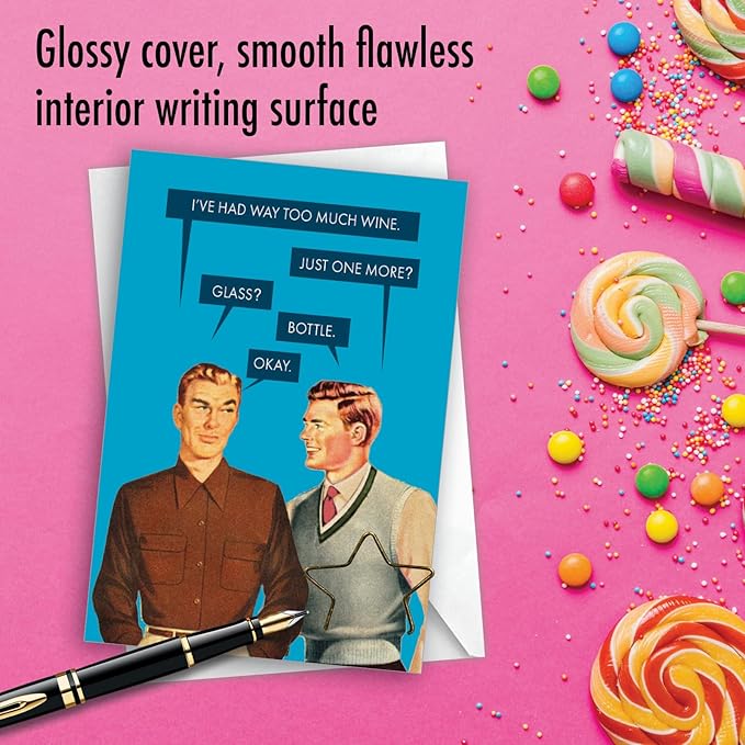 NobleWorks Humorous Birthday Greeting Card with 5 x 7 Inch Envelope (1 Card) One More Bottle-Men C7857BDG