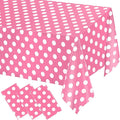 WNINK 3 Pack Pink and White Polka Dot Tablecloths, Pink Disposable Plastic Waterproof Table Cover, 54" x 108", for Birthday, Wedding, Bridal Shower, Bachelor, Pink Girl Party, and Picnic