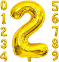 Gold Number 2 Balloon, 40 Inch Large Number Foil Mylar Balloons for 2nd Girl Boy Birthday Party Celebration Decorations Supplies, Digital Balloons for Wedding Anniversary Events Decor