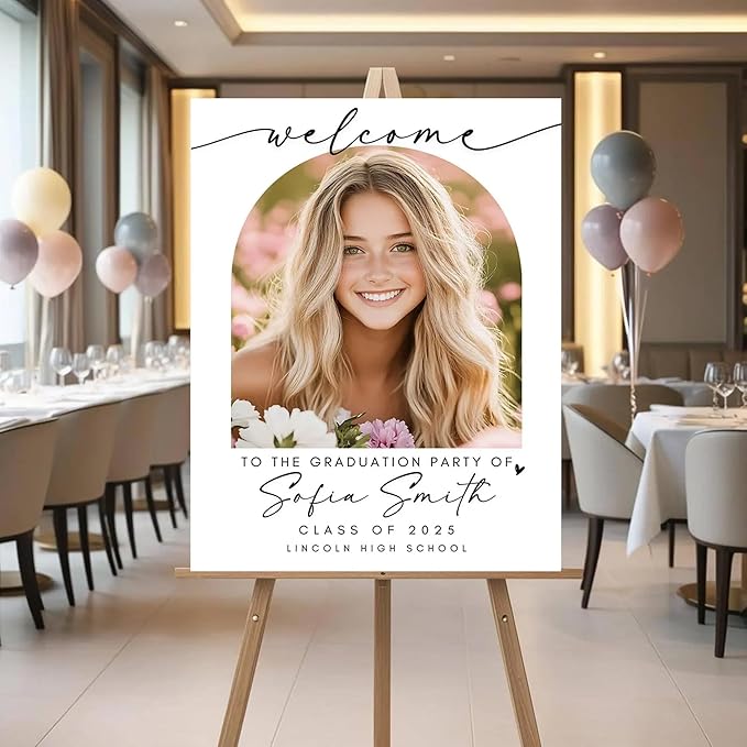 Graduation Party Welcome Sign Template, Photo Graduation Welcome Poster, Modern Minimalist Graduation Welcome Sign, Grad Sign With Picture