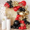 155Pcs Red Black Gold balloons Garland Arch Kit with Gold Confetti Balloons for Graduation Anniversary Casino Night Hollywood New Years Movie Night Birthday Decorations