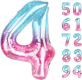 Starry Sky 4 Balloon, Number Balloons 40 Inch, 4th Birthday Decorations for Girls Four Large Numbers for Party Decor, Number 4 Balloon