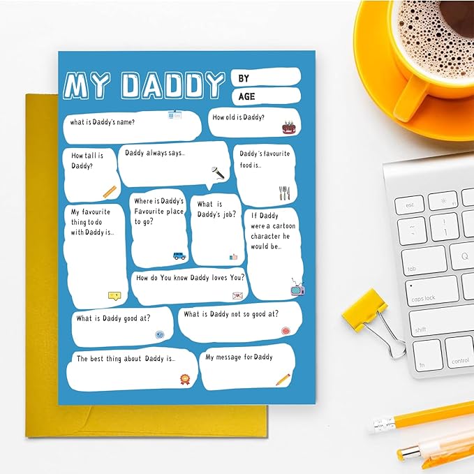 UUEFKTN Cute Daddy Birthday Card Gift from Son Daughter Kids Toddler Wife, Dad Birthday Gift Ideas, Funny Diy Fathers Day Card from Son Daughter Kids Wife, Best Daddy Toddler Children DIY Cards