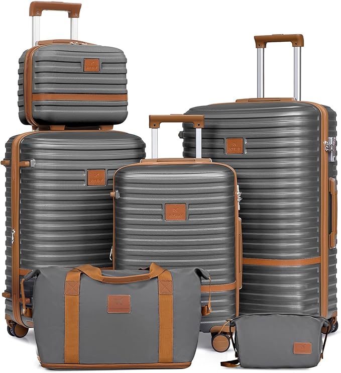 Joyway Luggage Set 3 Piece Suitcase Sets with Spinner Wheel,Hardside Expandable Travel Laggage with TSA Lock (20/24/28,Grey)