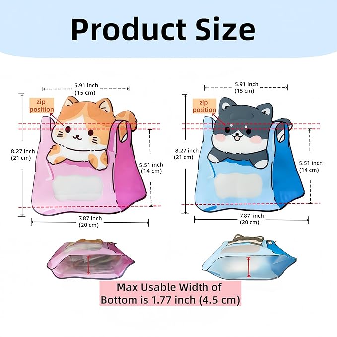 FERENLI 20 Pack Cartoon Gift Bags with Handle Clear Window Self Sealing Snacks Plastic Goodie Bags for Birthday Baby Shower Party Favor (7.8x8.2 inch, Mixed)