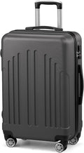Karl home 24in Checked Luggage with TSA Lock, ABS Hardshell Check-in Suitcase with Spinner Wheels, Durable Medium Suitcase Rolling Luggage for Business Travel, Dark Grey