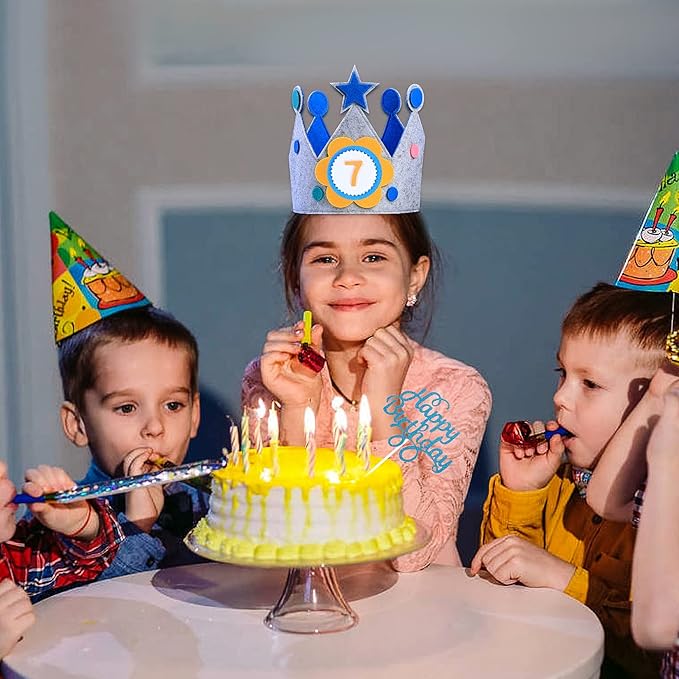 3D Stickers Boy Girls Fabric Crown Gift Party Decoration Birthday Crown 0-9 Replaceable Numbers