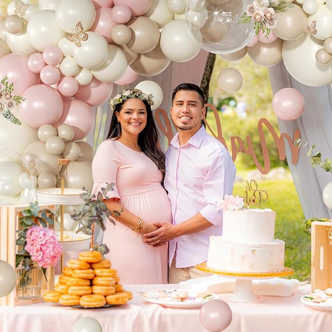 Dusty Pink Balloon Arch Kit 126 Pcs Pink and Sand White Balloon Arch Garland Kit for Wedding Birthday Baby Shower Gender Reveal Decorations