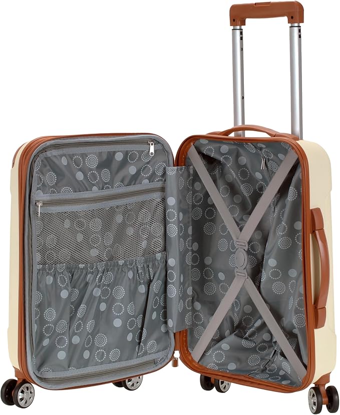 Rockland London Hardside Spinner Wheel Luggage, Carry-On 20", White