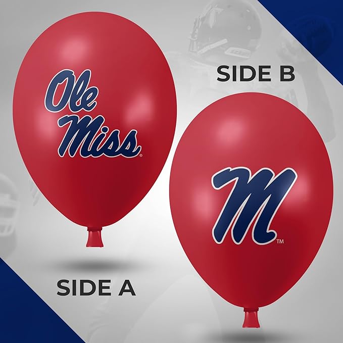 Ole Miss Mississippi Rebels Balloons 10 Pack 11" Official Licensed Logos, Helium Quality Latex Balloons, Perfect for College Football Team Celebration, Decorated Front and Back by Westrick