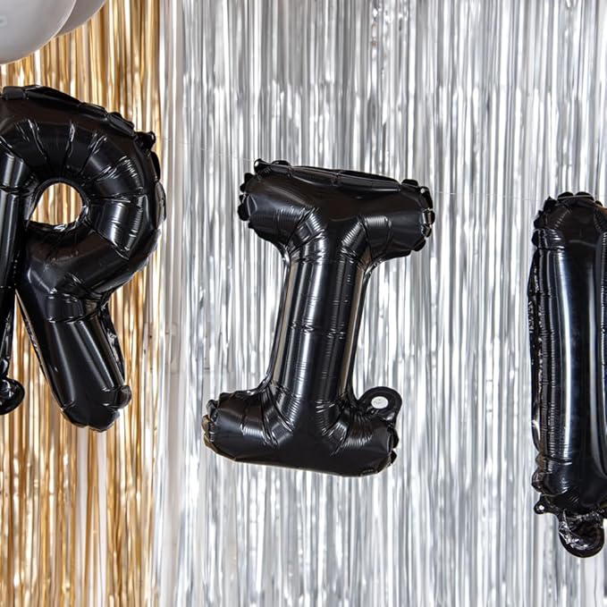 Restaurantware-Balloonify 16 Inch Letter Balloon, 1 Alphabet Party Balloon - Letter I, Self-Sealing, Black Foil Mylar Finish, Hanging Loop, Decoration For Birthday, Wedding, Or Graduation