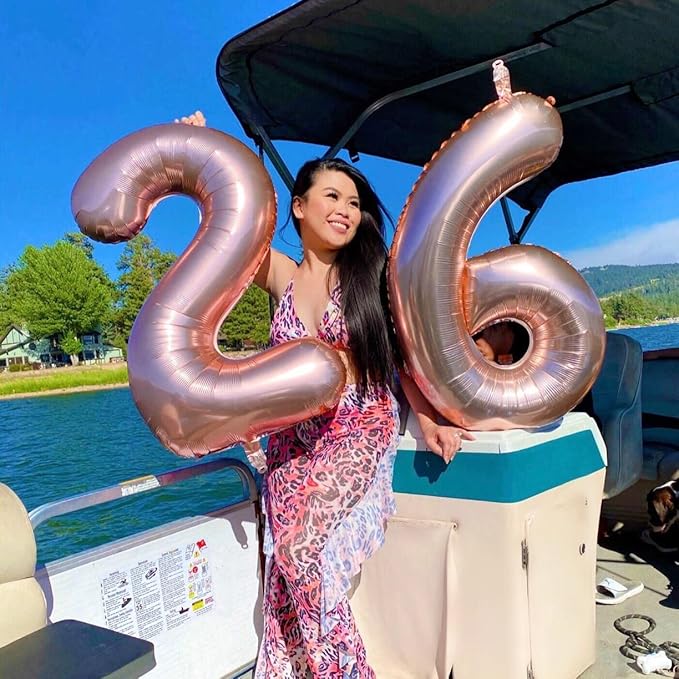 Rose Gold 21st Birthday Balloons for Her, 40In Rose Gold Mylar Foil Number 21 Balloons for Girls, Birthday Party Balloons Numbers 2 and 1 for Women 12th 21st Anniversary Decorations Supplies
