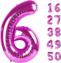 40 Inch Rose Purple Large Balloon Number 6 Balloon,Jumbo Mylar Foil Helium Balloon for 6 16 26 36 45 56 Birthday Digital Balloons for Birthday Party,Wedding Anniversary Party Decorations