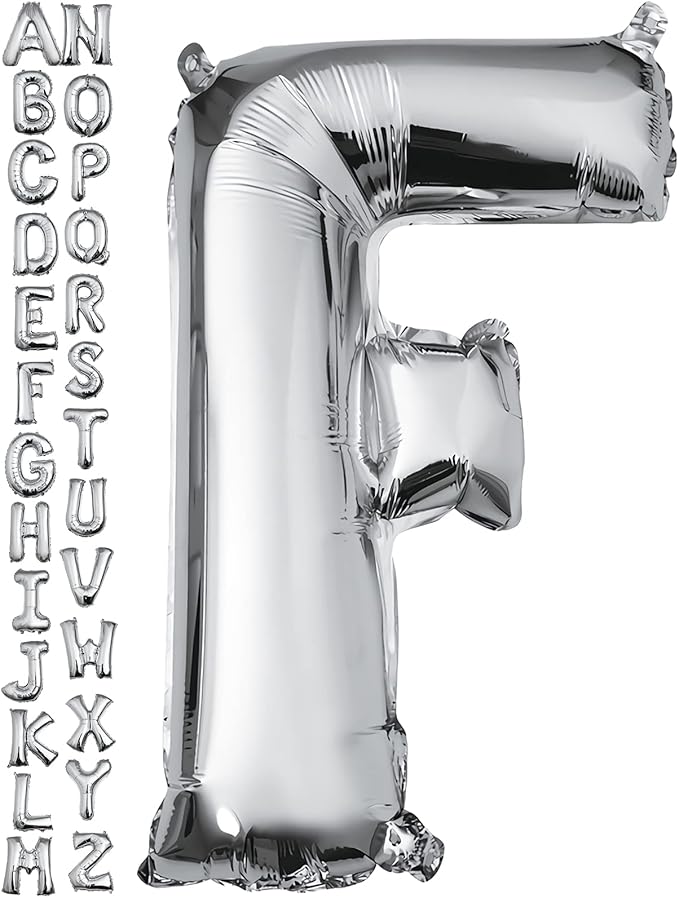 40 inch Silver Letter F Balloon, Big Size Alphabet Foil Mylar Helium Balloons for Birthday Party Celebration Wedding Anniversary Baby Shower Decorations Supplies Alphabet F