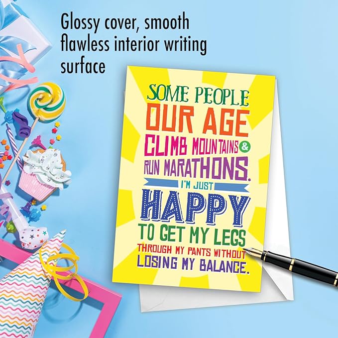 NobleWorks Funny Birthday Greeting Card with 5 x 7 Inch Envelope (1 Card) Bday Leg Through Pants C10660BDG