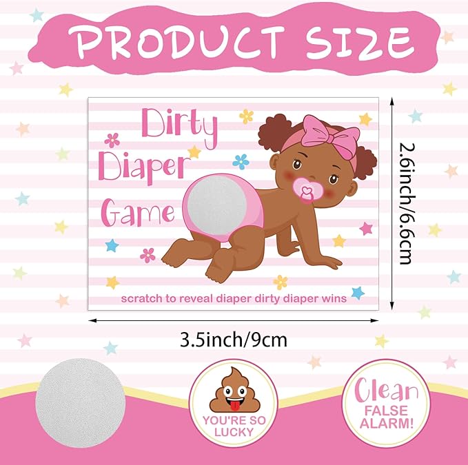 Geyee 60 Pieces Baby Shower Scratch off Game Funny Raffle Cards Baby Shower Party Games Decorations Cute Activity for Activity and Idea for Boy Girl(Rose Pink)