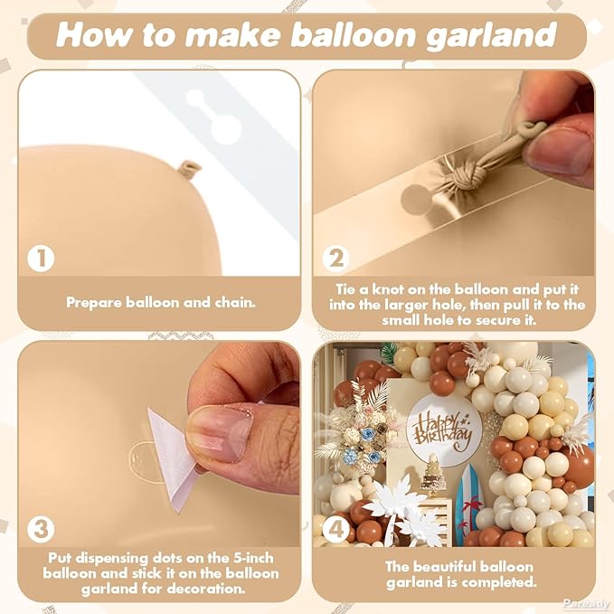 Brown White Balloons Garland Kit, 120pcs Brown and White Balloon Arch Kit With Leopard Foil Balloon Different Sizes For Jungle Safari Forest Themed Birthday Baby Shower Island Party Wedding Decor