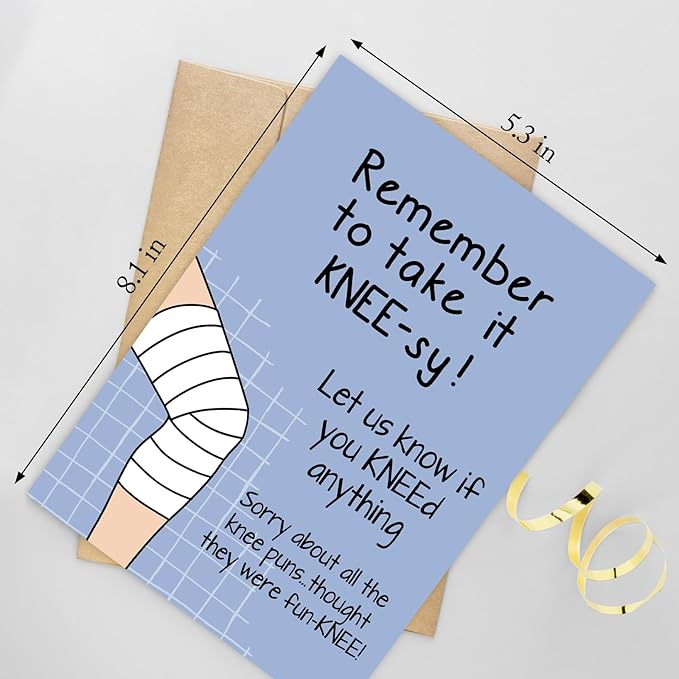 Funny Knee Get Well Soon Card for Men Women, Knee Replacement Card Gift for Patient, Speedy Surgery Recovery Cards for Him Her