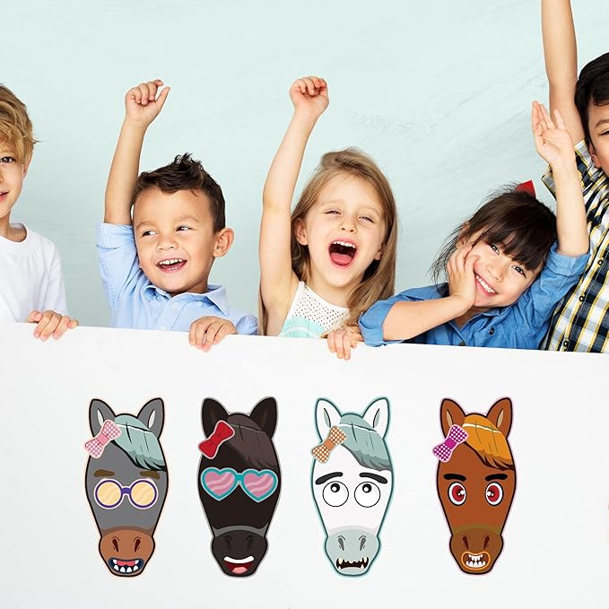 24pcs Horse Stickers Make a Face Stickers for Kids Horse Sticker Sheet for Boys Girls Children Farm Zoo Barnyard Themed Birthday Party Favors School Classroom Activity Game Rewards