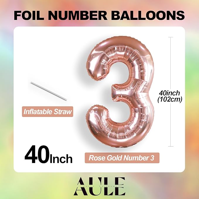 AULE 40 Inch Large 35 Balloon Numbers Rose Gold Big Foil Number Balloons Giant Helium Happy 35th Birthday Party Decorations fo Women Huge Mylar 53 Anniversary Supplies