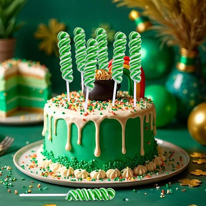 Twisty Lollipop,St. Patrick's Shamrock Twist Lollipops Individually Wrapped Bulk,Green Lollipops Candy for Birthday,Party Bag Fillers,12g Tropical Fruit Flavor 30 Pack