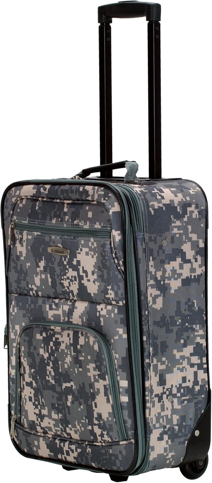 Rockland Fashion Softside 4 Piece Luggage Set, Expandable, (14" Tote/19"/24"/28"), Acu Camo