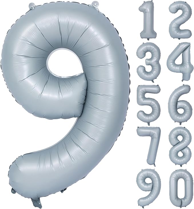 40 In Matte gray Number Balloons Helium Foil Mylar Balloon Birthday Party banquet Decoration 9