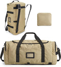 BAGSAMRT 60L Foldable Duffle Bag for Travel, Large Travel Duffel Bag for Men, 4 in 1 Travel Backpack, Carry on Weekender Bag, Light Brown