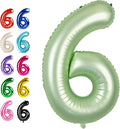 2026 Sage Green 40 Inch Mylar Foil Number 6 Balloon, Birthday Balloons for 6 16 Boy Girl Party Decorations Supplies,Oliver Green Big Helium Balloon Numbers for 26 36 46 60 Men Women Anniversary