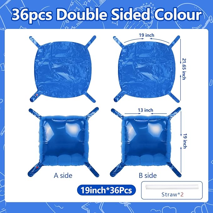 NISOCY 36PCS Blue Square Foil Balloons Wall Backdrop Double Sided Dark Blue Balloons Tunnel Arch Kit for Birthday Baby Shower Graduation Wedding Anniversary Party Decoration