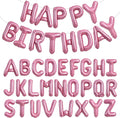 TONIFUL 65 Pcs 16 Inch Pink Happy Birthday Balloons and 2 Sets A-Z Foil Letters Balloons DIY Personalized Phrase Banner for Birthday Celebration Halloween Thanksgiving Christmas Party Decorations